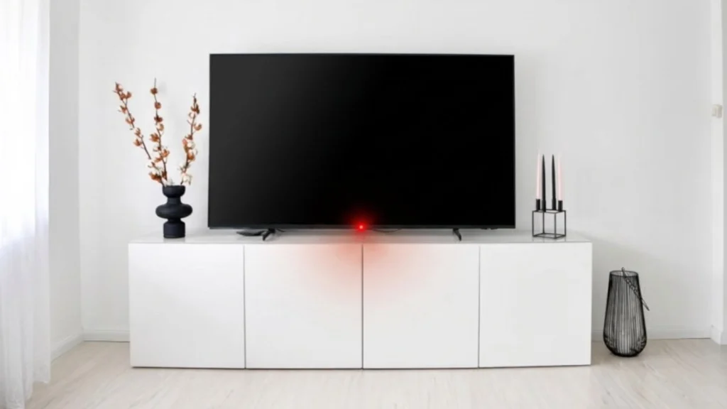 Smart TV com a tela preta e o LED de standby aceso indicando que não liga